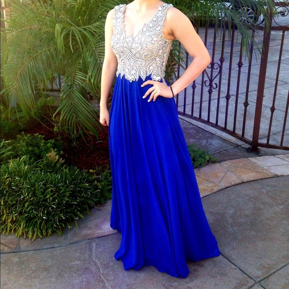 slim fit dress slacks Royal Blue Long Sleeve Prom Dresses Gold Quinceañera Dress FD1382 vini –  Viniodress main image 0